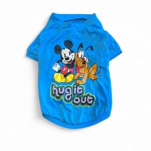 Disney Mickey Pluto Hug It Out Dog Shirt Blue